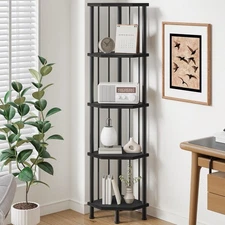 5-Tier Corner Shelf Stand, Industrial 58.3" Corner Shelf, Corner Bookshelf St...