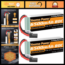 High-Capacity 4S Lipo Battery 6500mAh 14.8V 80C Soft Case for RC Cars, Drones &