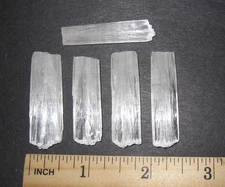 5 RARE NATURAL ROUGH 1.4"-1.5" SCOLECITE CRYSTAL POINT TIPS INDIA ~ 17.1grams *1