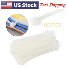 8" 1000 PCS Pack Network Cable Cord Wire Tie Strap Zip Nylon White Pack USA