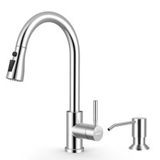 Polished Kitchen Faucet with Soap Dispenser Antique Chrome