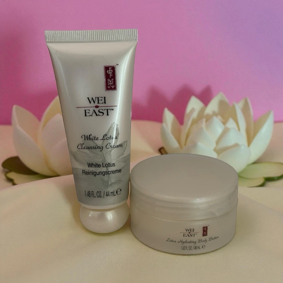Manteca corporal hidratante Wei East Lotus, 1,62 fl oz y crema limpiadora, 1,48 fl oz Foto 3 de 4