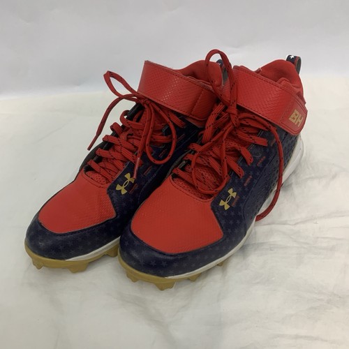 Under Armour Jungen Größe 5,5 Y Bryce Harper Baseball Stollen rot weiß blau USA 🇺🇸 - Bild 2 von 10