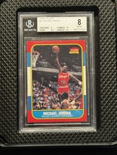 Michael Jordan 1986 Fleer #57 RC Rookie Card BGS 8 NM-MT Bulls. rookie card picture