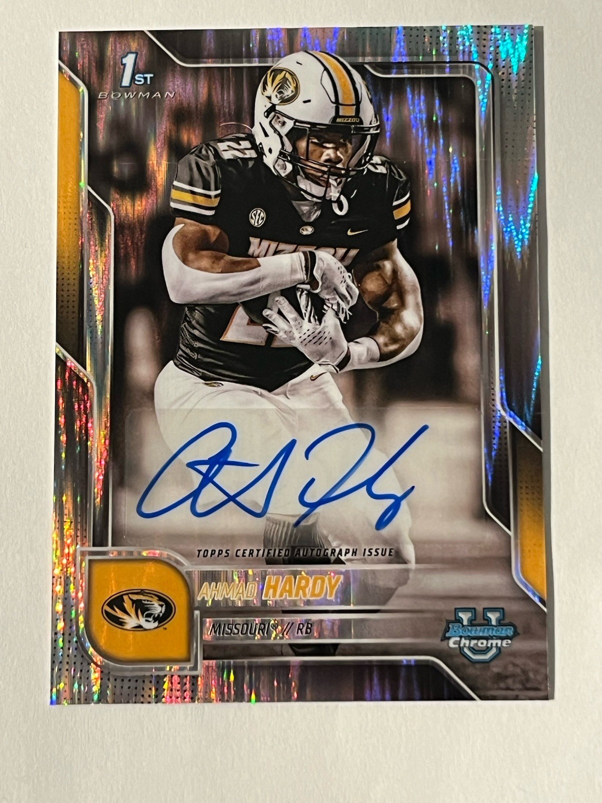 2025 Bowman Chrome U Ahmad Hardy 1st Bowman Stealth Refractor Auto Mizzu