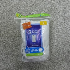 Hanes Shirts Boys Large 14/16 White Tank Top Ribbed Knit Tagless 4 Pack