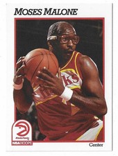 1991-92 NBA Hoops Basketball Moses Malone Card #2 Atlanta Hawks MVP HOF