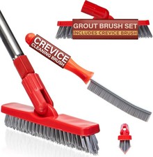 Foxtrot Grout Brush Set: Long Handle, Crevice...