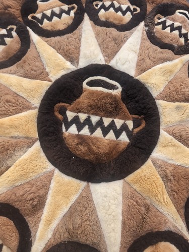 Vintage Alpaca Fur Wall Hanging Rug Peru Pottery Patchwork Tapestry 78" 6.5' - Picture 7 of 16