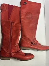 Cape Breton Adventures Gaastra RED Pebbled Leather Boots Sz EU 42 US 11 Side Zip