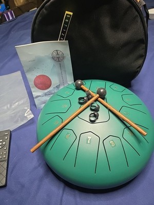 Steel Tongue Drum 12 Inch 11 Notes Pentatonic Never Used Handpan w/Case Mallets