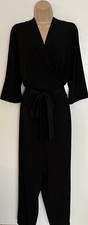 Kim & Co QVC Black Stretch Jersey Tapered Leg Summer Occasion Jumpsuit Size 2 XL
