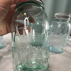 Lot of 4 Quart Atlas Strong Shoulder Blue Glass Mason Jars, Metal Screw-On Lids — photo 4
