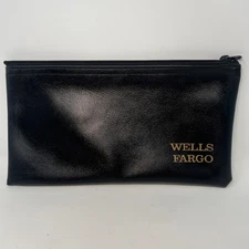 Wells Fargo Bank Money Case Zipper Deposit Bag Envelope Black A. Rifkin Co. USA