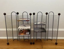 CD Wire Tower Rack Storage Organizer for 40 CDs Lot of 2 Gray w/ Oak Knobs Y2K