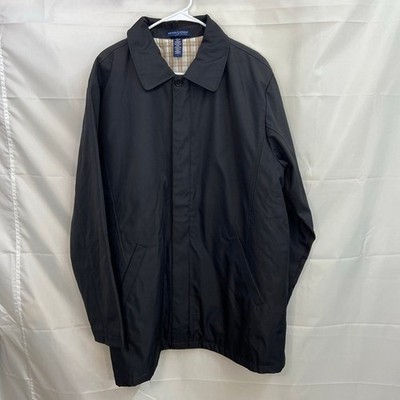 Devon & Jones Blue men's black lined collared button zip pocket jacket large