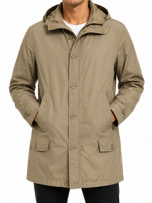 Versace Jeans Couture Men's Beige Hooded Long Parka Jacket Size S