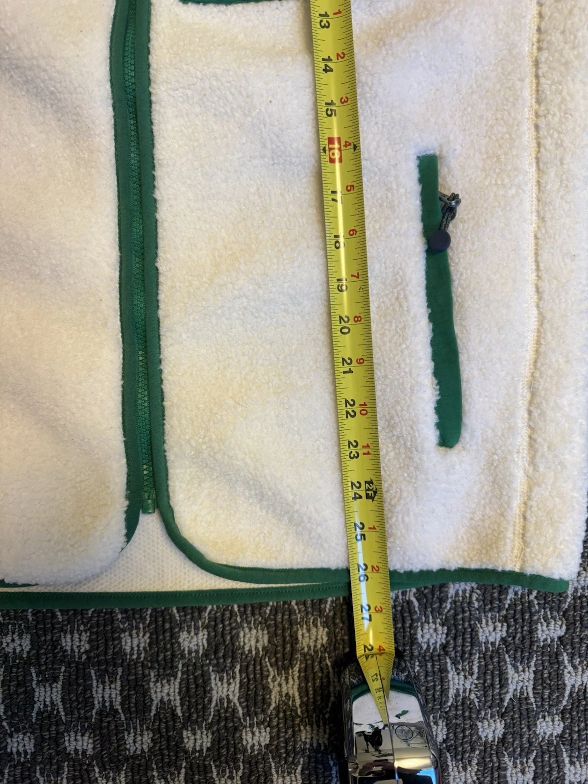Brooks Brothers Ivory/Green Fleece Vest Full Zip Stand-Up Collar Pockets Men L - product detail image 4