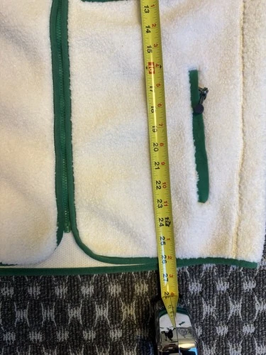 Brooks Brothers Ivory/Green Fleece Vest Full Zip Stand-Up Collar Pockets Men L image 4