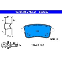Bremsbelagsatz Scheibenbremse ATE 13.0460-2757.2 FüR Renault Grand ScéNic III