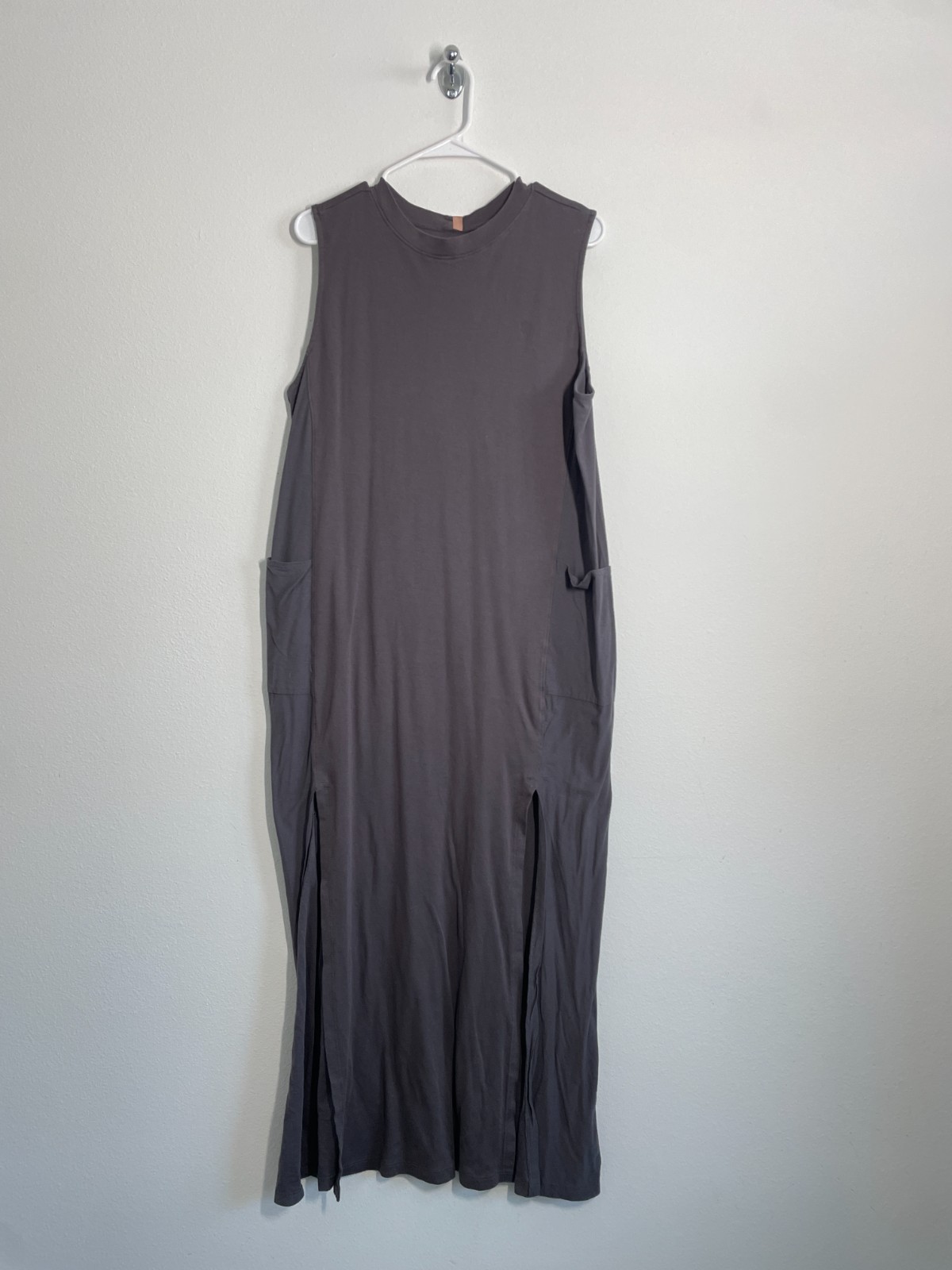 Lunya Cool Paneled Sleeveless Maxi Dress Women XL Charcoal Gray Lounge