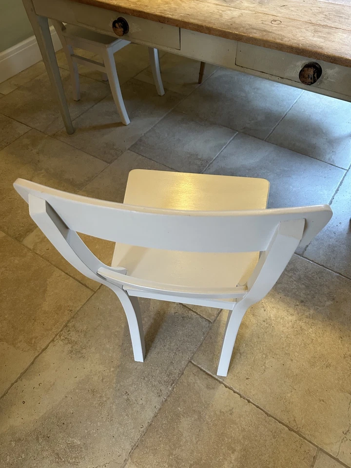 Set of 6 Dining Chairs Beech Hardwood painted in Farrow and Ball Cornforth White - Image 4 of 4