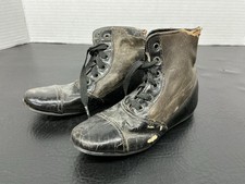 Victorian Antique Black Child's Small Leather Shoes Boots Arts Crafts Decoration