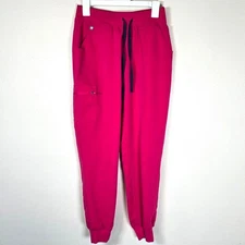 Figs Zamora Jogger Scrub Pants Women's SM Pink Elastic Tie Waist Healthcare 