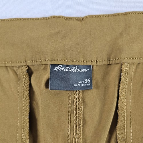 Eddie Bauer Chino Shorts Mens 36 Brown Logo Slash Pockets Flat Front Zip READ⬇ - Picture 9 of 13