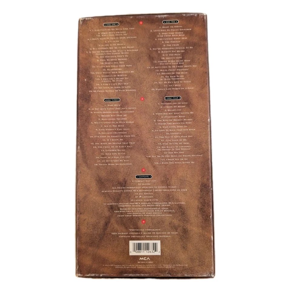 Vintage 1995 George Strait 'Strait Out Of The Box' 4 CD Box Set Booklet Country Foto 4 de 4