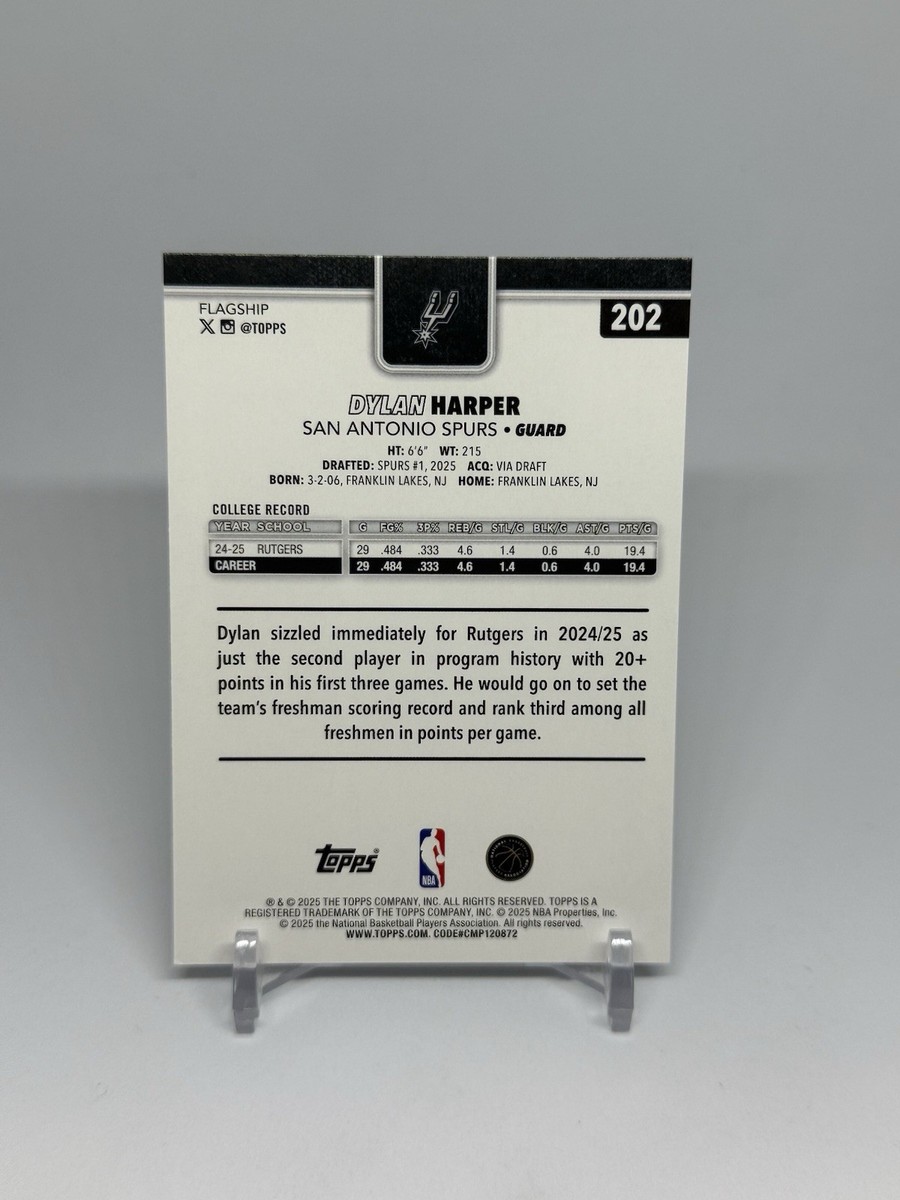 2025-26 Topps Series 1 Basketball Dylan Harper #202 (RC) | eBay