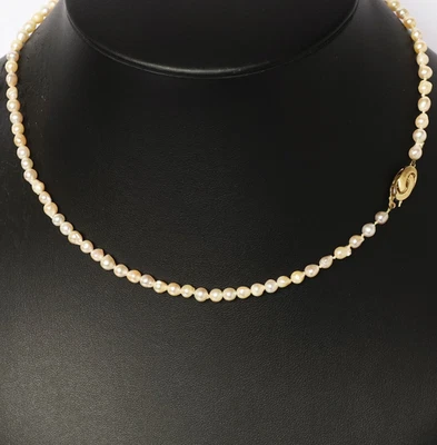 Perlen Kette Verschluss 14 Karat 585 Gold Länge 45,5 cm Perlenkette 12,77 g - Bild 1 von 4