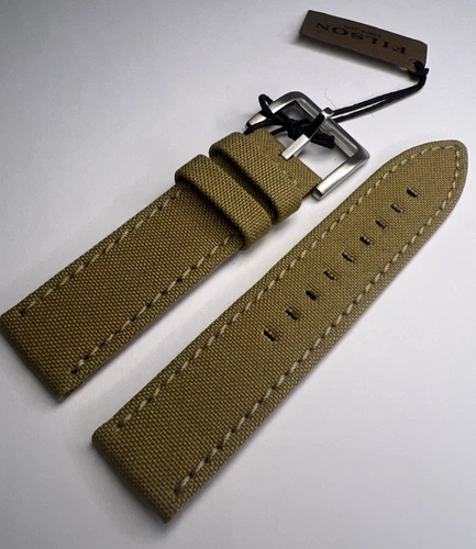 Filson Beige Khaki Fabric & Leather 22 mm x 22 mm Watch Strap & Steel Tang Clasp