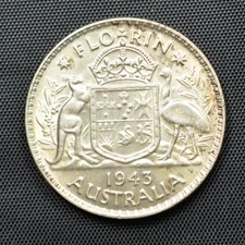 1943-S Australia Silver Two Shilling / Florin  AU - Silver Selling BELOW MELT!