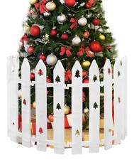 12 PCS 16" Extra Tall White Picket Fence Gate Barrier, Christmas Tree Patterns
