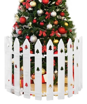 12 PCS 16'' Extra Tall White Picket Fence Gate Barrier, Christmas Tree Patterns