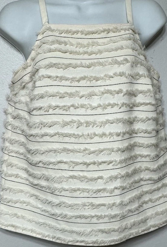 Maeve Anthropologie 上衣女式 2 码 Quinn 流苏纹理吊带背心方领 — 第 3/4 张图片