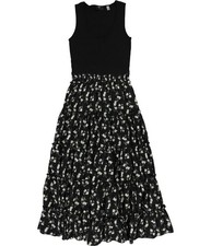Tahari Womens Floral-Print Tiered Maxi A-line Dress, black, M