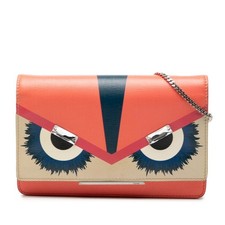 Fendi Monster Bag Bugs Chain Shoulder Bag 8M0346 Orange Leather