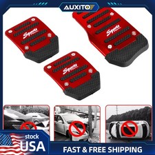 3Pcs Universal Manual Non-Slip Red Brake Gas Foot Pedal Pad Car Cover Auto Parts