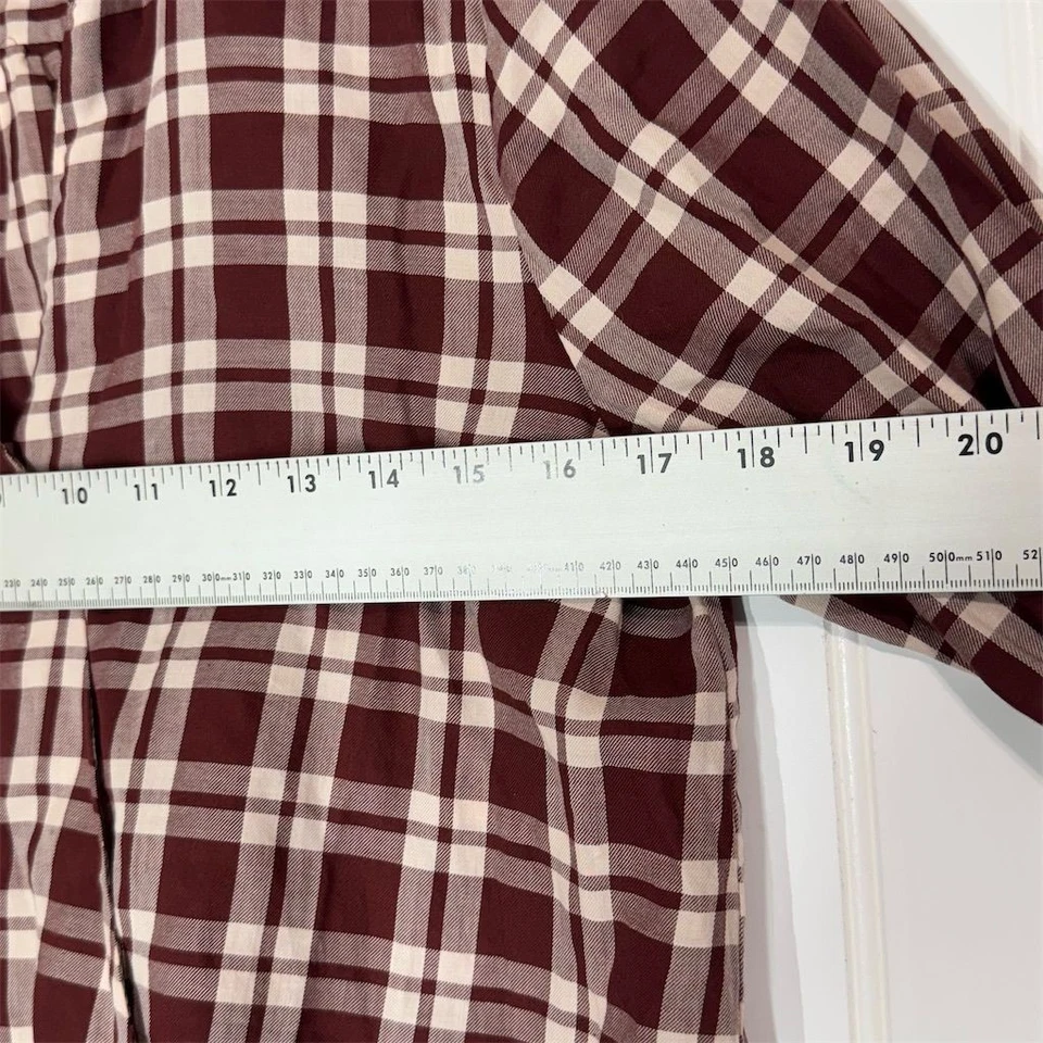 Camisa a Cuadros Madewell para Mujer S Borgoña Crema Cuadros Algodón Con Botones Grunge Foto 4 de 4