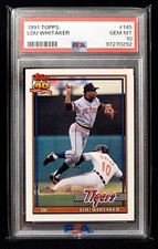 1991 Topps #145 Lou Whitaker turning a Double Play at 2B - PSA 10 GEM MINT