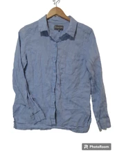 Sz M Michael Stars Women's 100% SOFT Linen Tunic Shirt Button Down Preppy Top