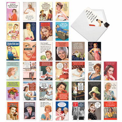 36 Asst'd Set Funny All Occasions Greeting Cards w/ 5x7'' Env. - Blank Beauties