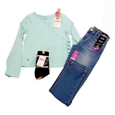Girls Jeans Set-8-Jordache Skinny Jeans-Justice Side Tie Top-Justice 4 Pr Socks