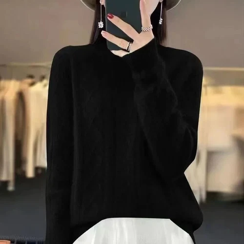 Women Sweater Wool Turtleneck Cashmere Knitwaer Casual Pullover Tops - Picture 4 of 36