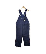 Carhartt Overalls Mens 44x32 Blue Duck Bib Red Quilt Lined Double Knee R41-DNY