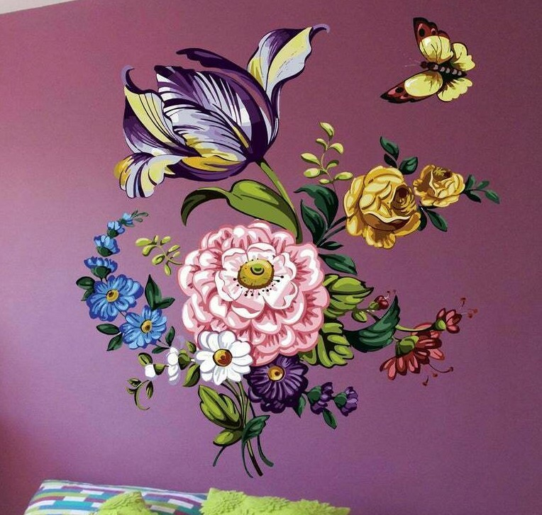 Colorful Bouquet of Flowers Vinyl Sticker Decal for Walls and Decor
