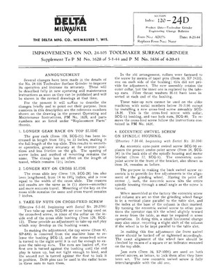 Delta Rockwell Improvements on No. 24-105 Toolmaker Surface Grinder Instructions