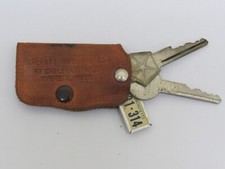 Vintage Leather Everett Motor Chrysler-Plymouth MA Dealership Key FOB Chain Rare